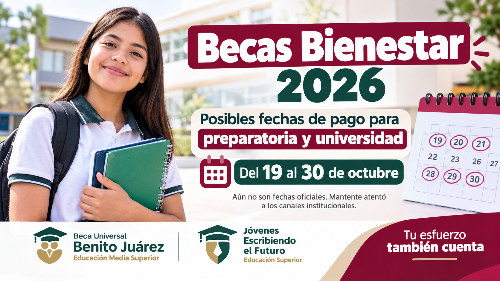 Becas Bienestar 2026: revelan posibles fechas de pago para preparatoria y universidad del 19 al 30 de octubre
