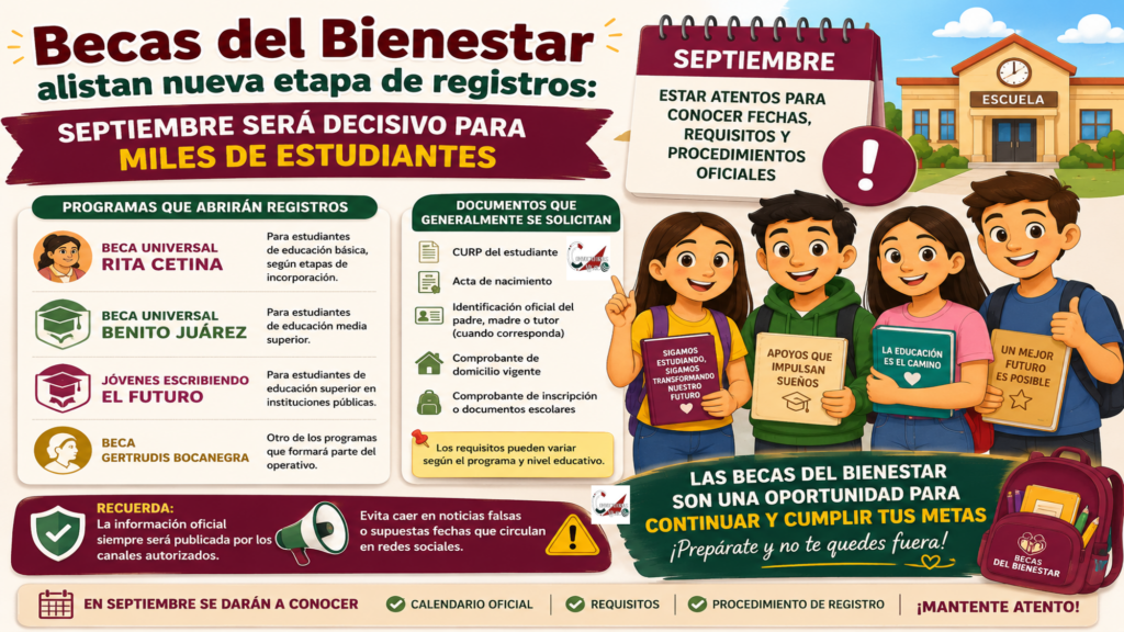 Becas del Bienestar alistan nueva etapa de registros: septiembre será decisivo para miles de estudiantes
