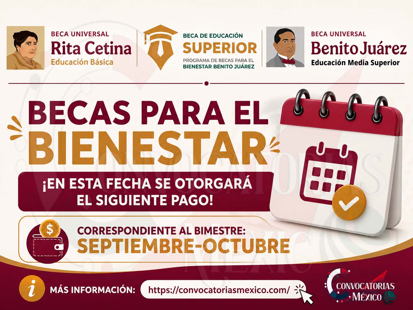 Becas para el Bienestar ¡En esta fecha se otorgaran el siguiente pago correspondiente al bimestre: septiembre-octubre!