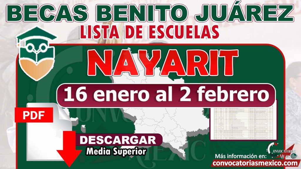 ¡Importante Ubica si tu plantel! Becas Benito Juárez Nayarit Consulta la Lista de Escuelas; Educación Media Superior