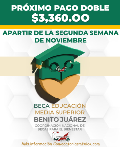 ¡Pago Doble! $3,360.00: Bienestar Benito Juárez de Educación Media Superior 12 ¡Pago Doble! $3,360.00 Bienestar Benito Juárez de Educación Media Superior