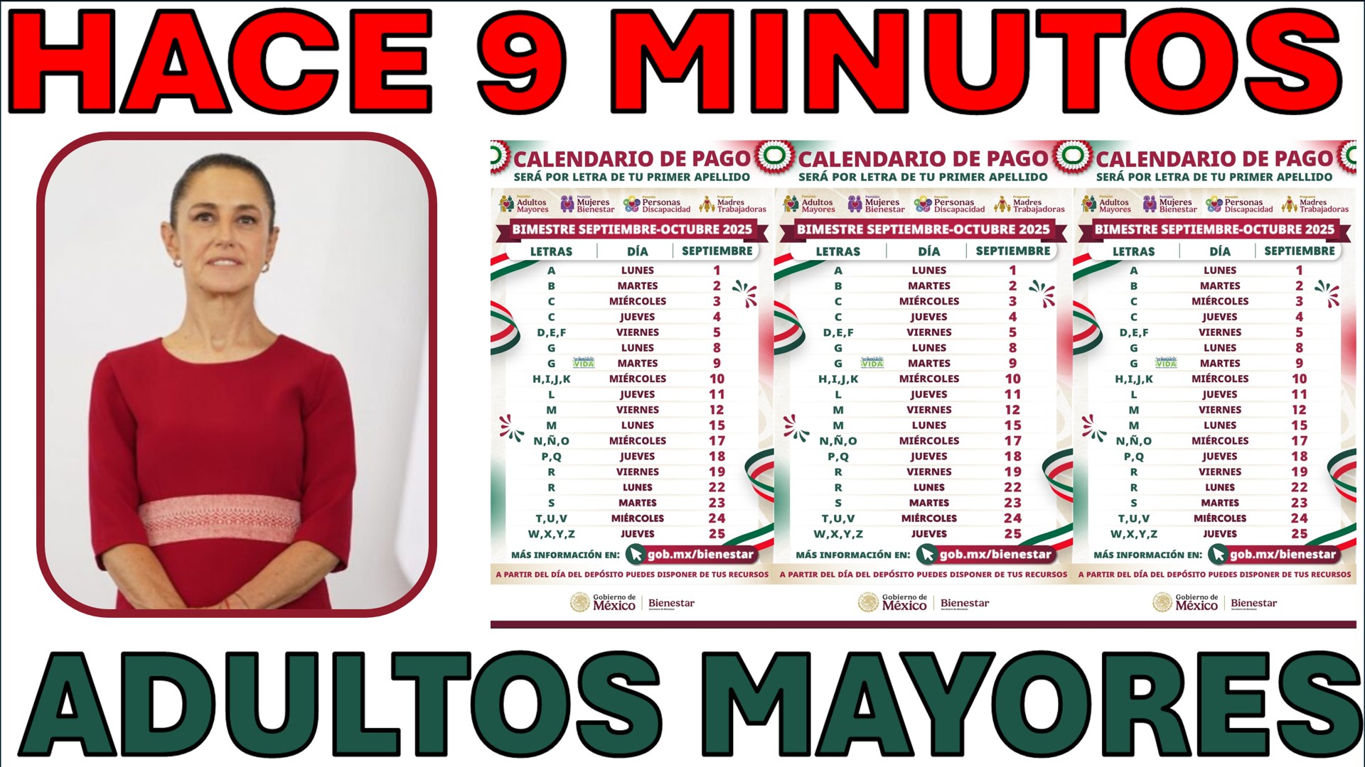 Pensión Bienestar: calendario oficial de pagos para septiembre–octubre de 2025
