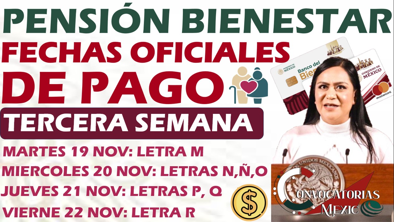 Pensión Bienestar| Tercera Semana de Pagos: Letras y Fechas Oficiales 11 CON 1 127