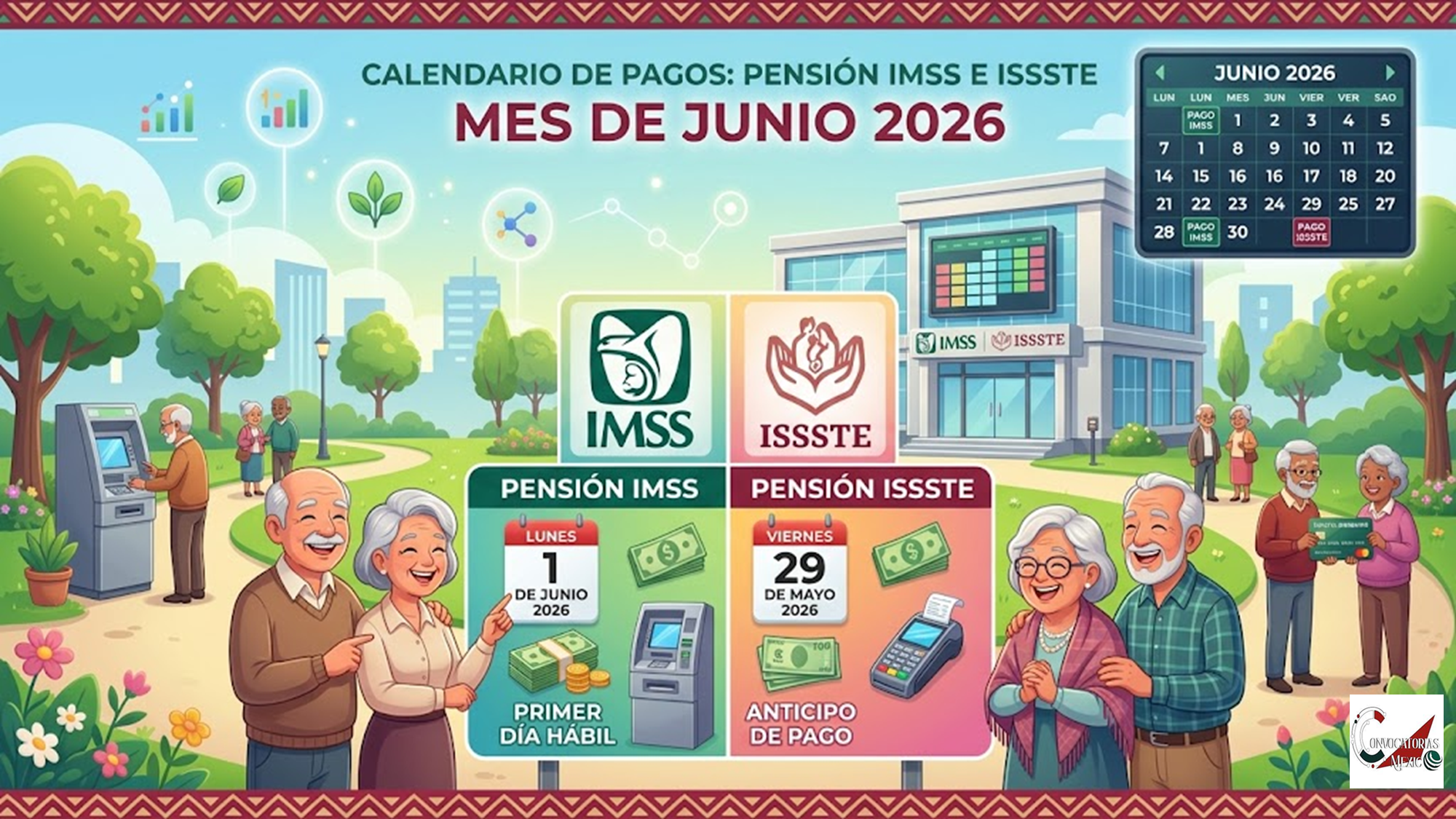 Calendario de los Pagos: De la Pensión IMSS e ISSSTE ( Mes de Junio 2026)
