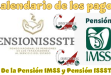 Calendario de los pagos de la Pensión IMSS y Pensión ISSSTE 