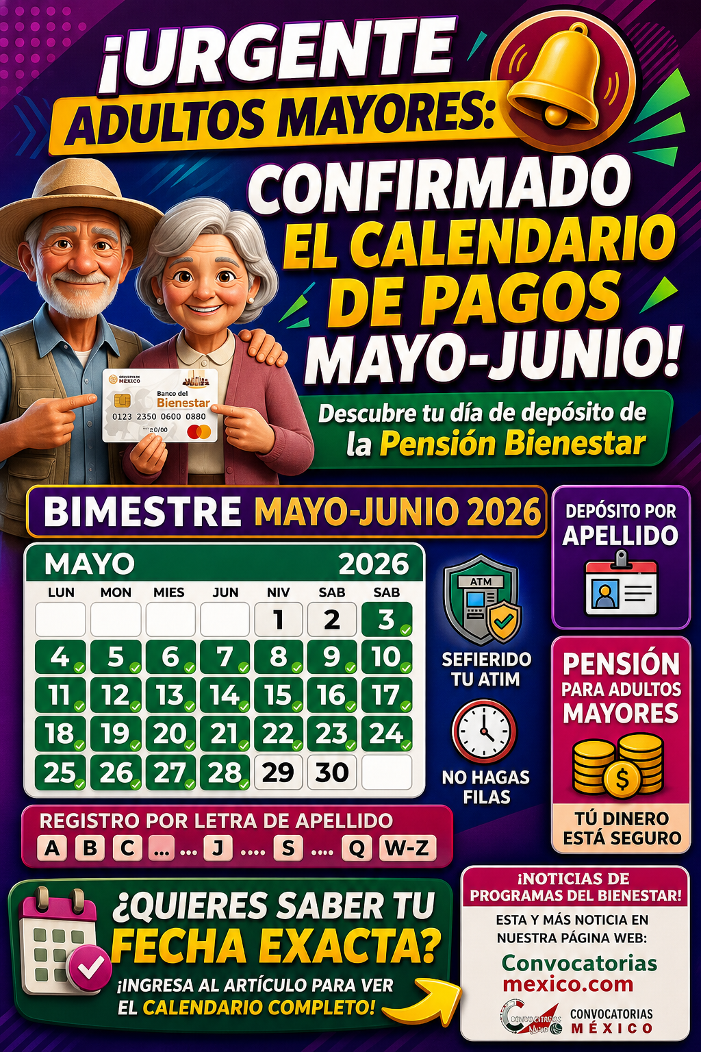 Calendario de pagos ya disponible para los adultos mayores de la Pensión Bienestar en mayo 2026 12 Calendario de pagos 1