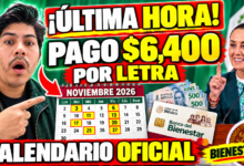 Calendario oficial de pagos Bienestar noviembre 2026