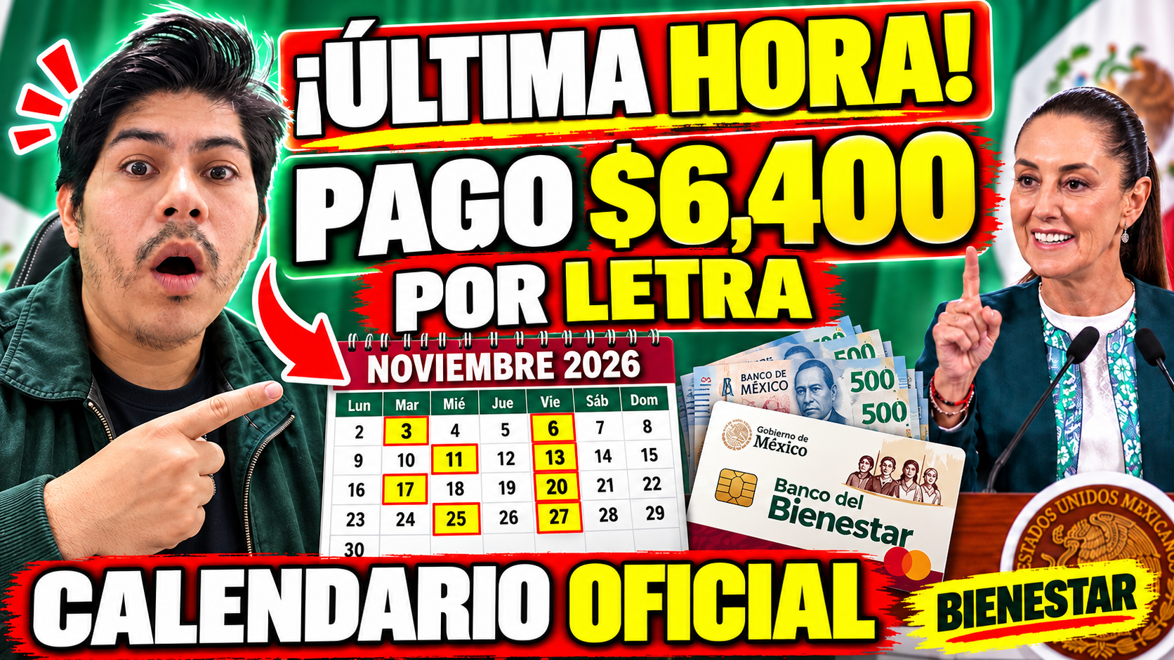 Calendario oficial de pagos Bienestar noviembre 2026