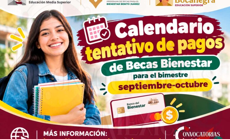 Calendario tentativo de pagos de Becas Bienestar para el bimestre septiebre-octubre