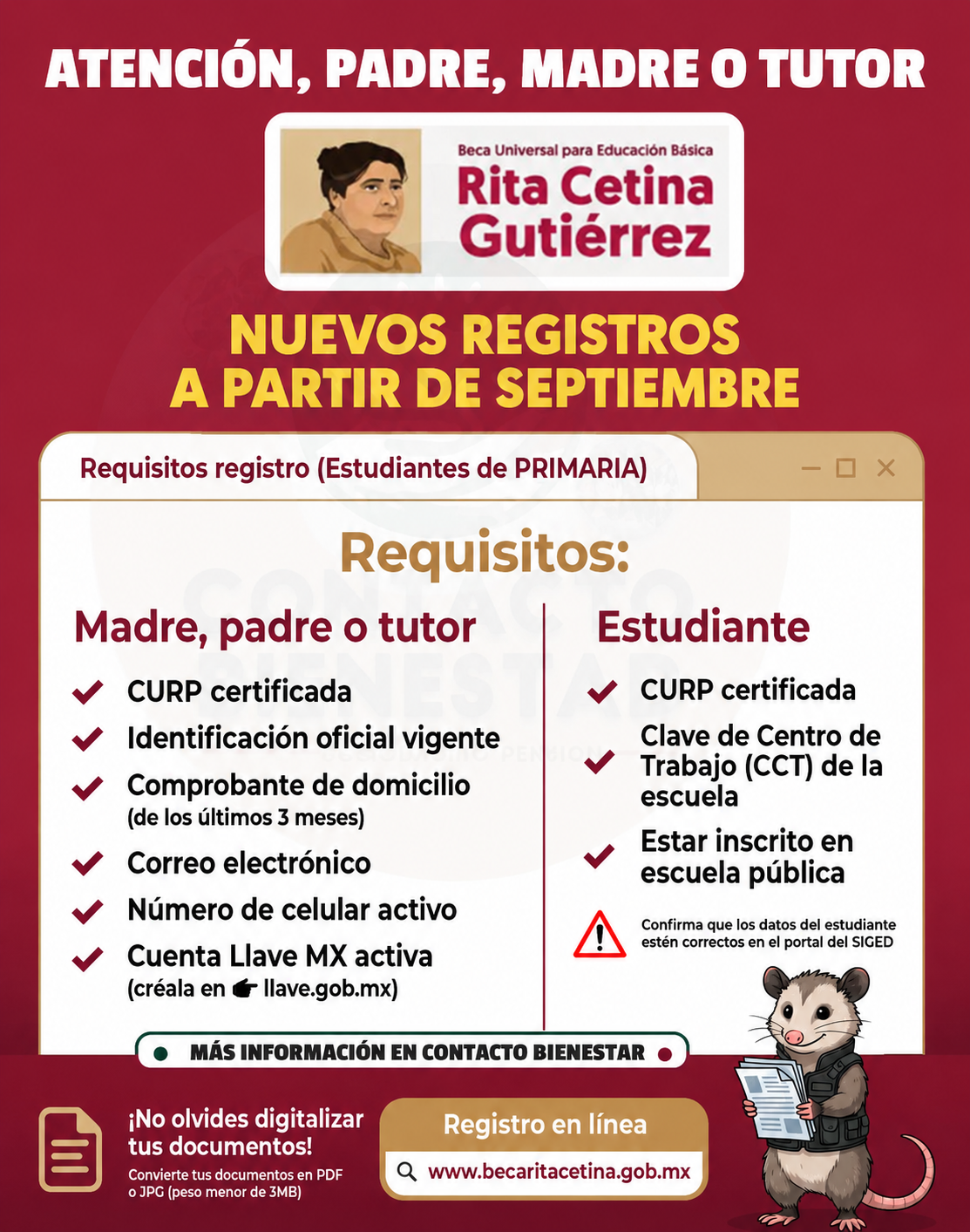 Beca Rita Cetina: Septiembre será clave para el registro de nuevos estudiantes de primaria | Que no se te pase
