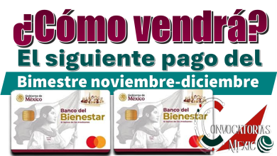 ¿Cómo vendrá el siguiente pago del bimestre noviembre-diciembre?