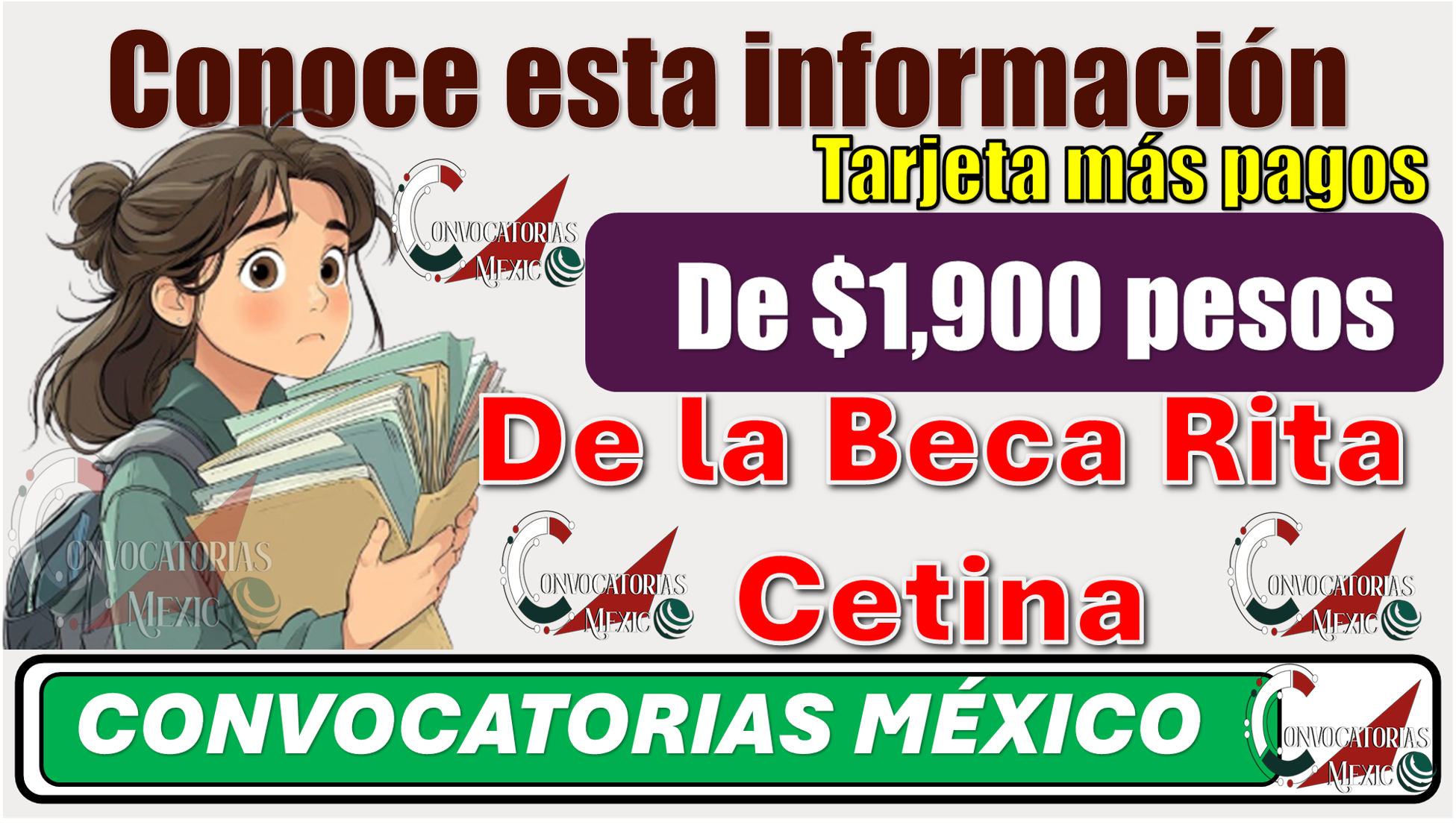 Conoce esta información Tarjeta más pagos de $1,900 pesos de la Beca Rita Cetina 