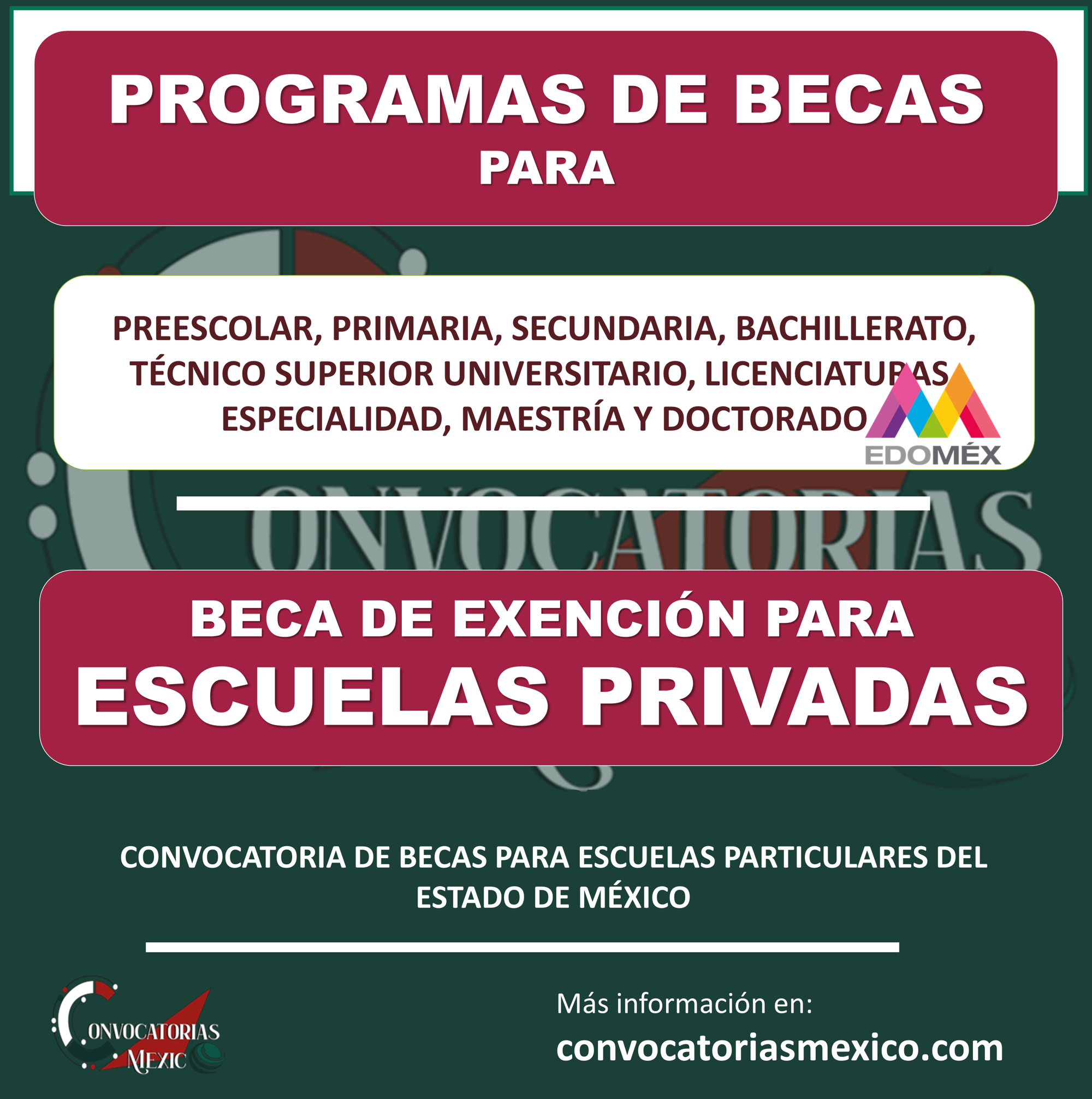 Consulta el período de registro a las Becas de Exención para Escuelas Particulares de todos los niveles: Preescolar a Doctorado