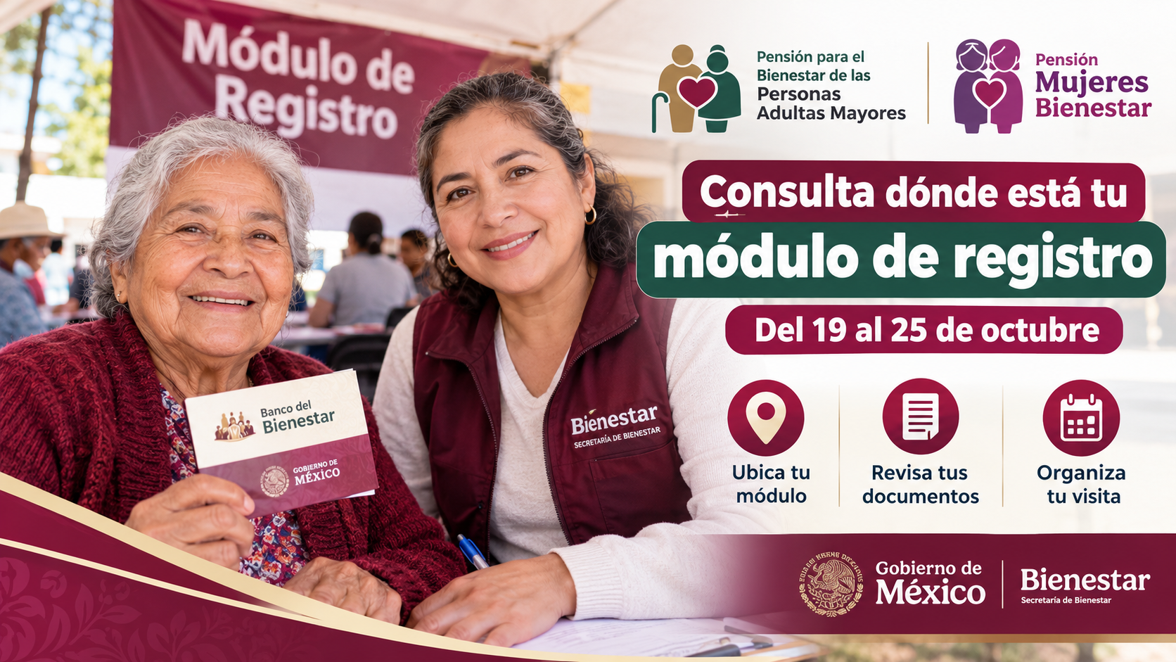 Pensión para Adultos Mayores y Mujeres Bienestar: consulta dónde está tu módulo de registro del 19 al 25 de octubre