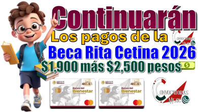 Continuarán los pagos de la Beca Rita Cetina 2026 | $1,900 más $2,500 pesos 