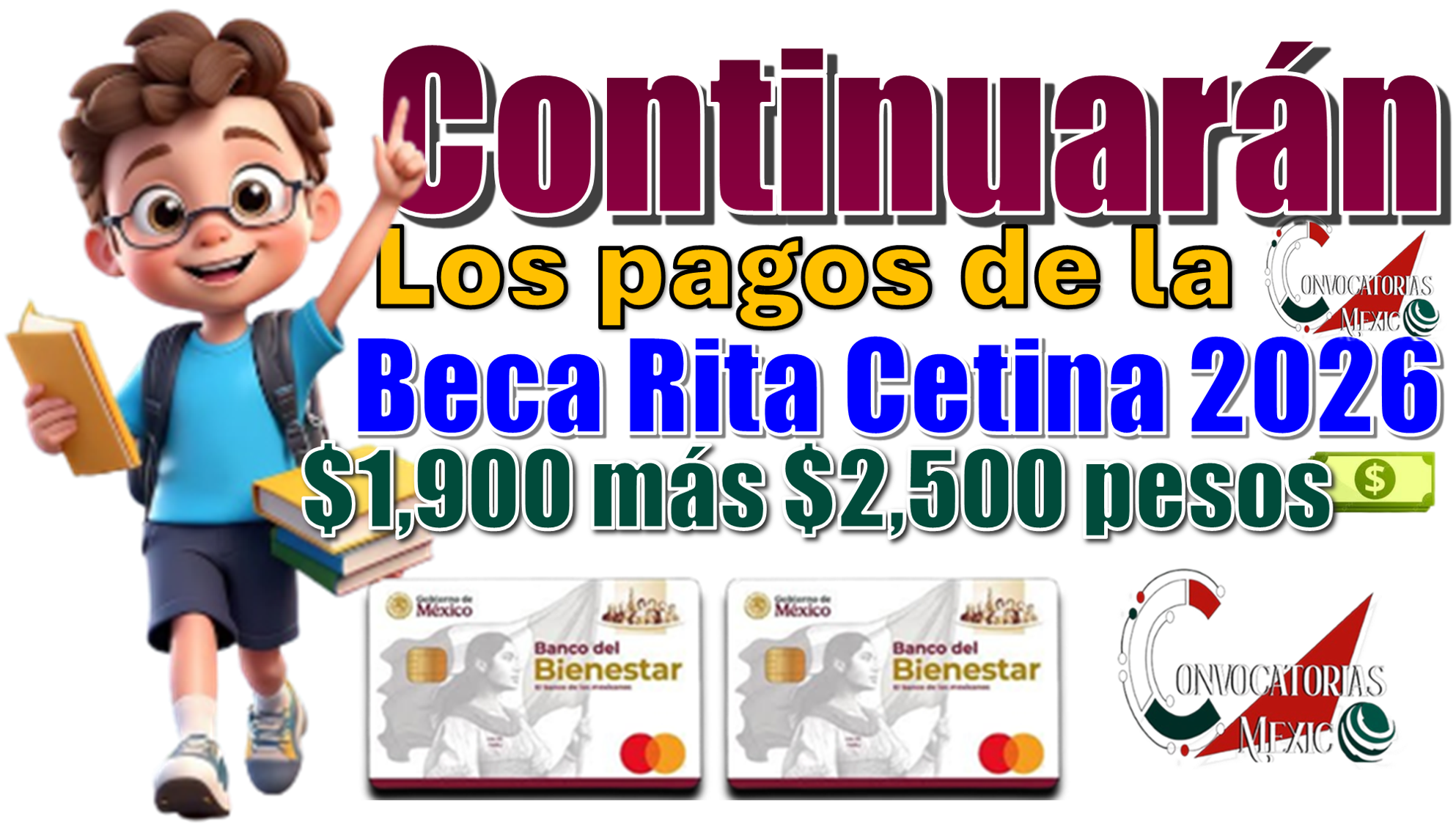 Continuarán los pagos de la Beca Rita Cetina 2026 | $1,900 más $2,500 pesos 