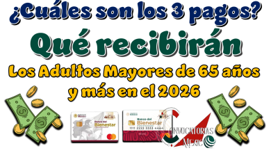 ¿Cuáles son los 3 pagos qué recibirán los Adultos Mayores de 65 años y más en el 2026?