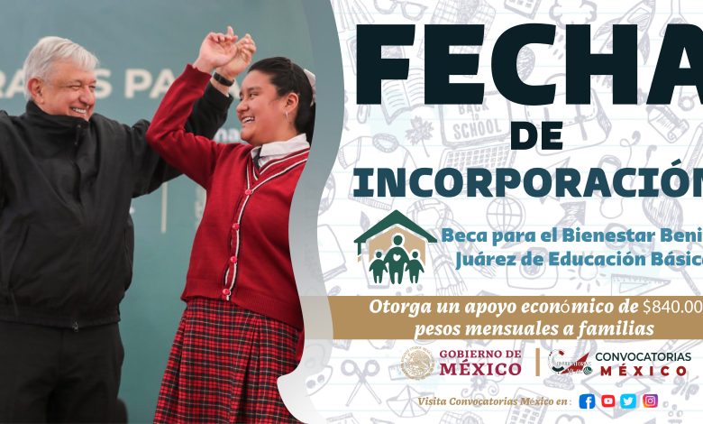 Beca Benito Juárez de Educación Básica 2023 Cuándo es la fecha de incorporación para registrar a t