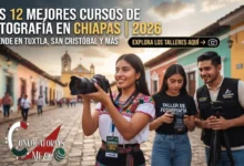 Cursos de Fotografía en Chiapas 2026: Las 12 Mejores Escuelas y Talleres 13 Estudiantes de fotografía realizando prácticas con cámara en las calles coloniales de San Cristóbal de Las Casas, Chiapas.
