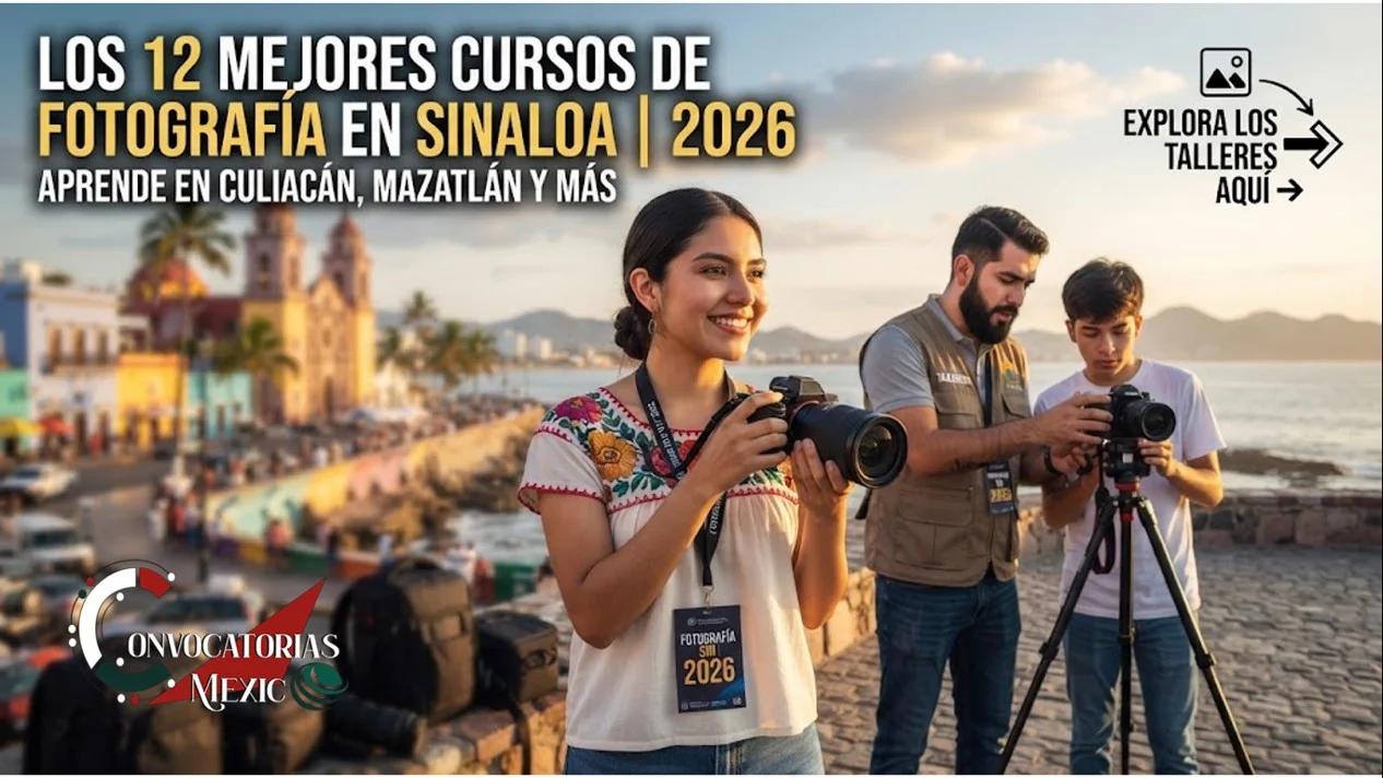 Estudiantes de fotografía realizando prácticas con cámara y trípode frente a la costa del malecón en Mazatlán, Sinaloa.