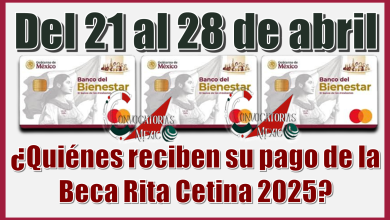 Del 21 al 28 de abril….¿Quiénes reciben su pago de la Beca Rita Cetina 2025?
