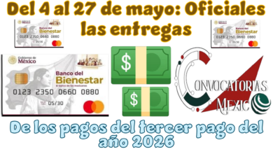 Del 4 al 27 de mayo: Oficiales las entregas de los pagos del tercer pago del año 2026 