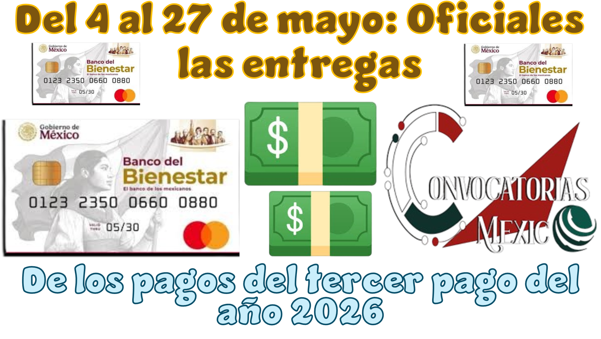 Del 4 al 27 de mayo: Oficiales las entregas de los pagos del tercer pago del año 2026 