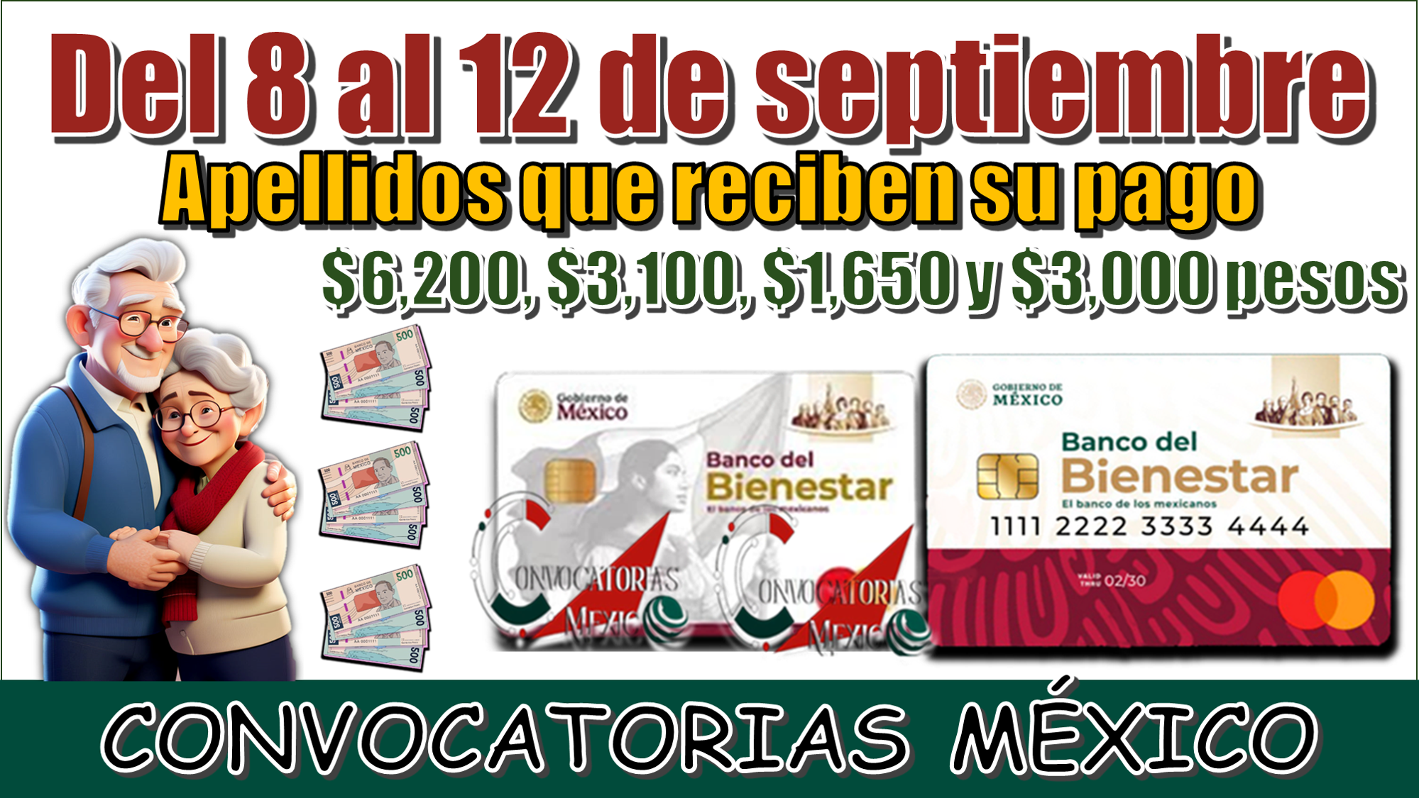 Del 8 al 12 de septiembre | Apellidos que reciben su pago de $6,200, $3,200,$1,650, $3,000 pesos 