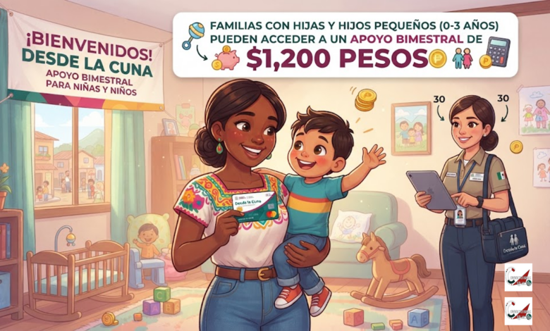 Desde la Cuna 2026: familias con niñas y niños pequeños pueden acceder a un apoyo bimestral de 1,200 pesos