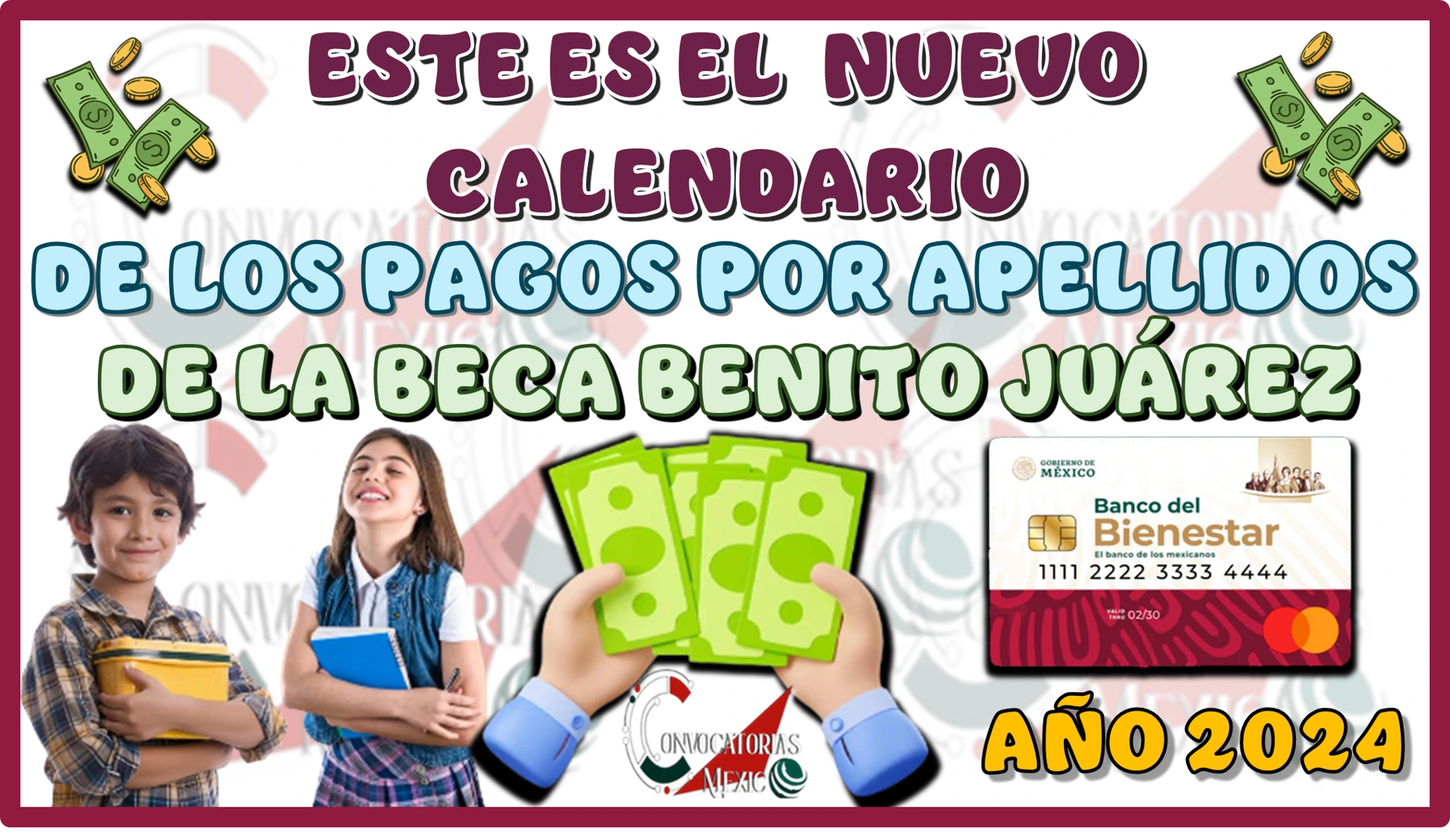 ESTE ES EL NUEVO CALENDARIO DE LOS PAGOS POR APELLIDOS DE LA BECA BENITO JUÁREZ DE ESTE AÑO 2024 