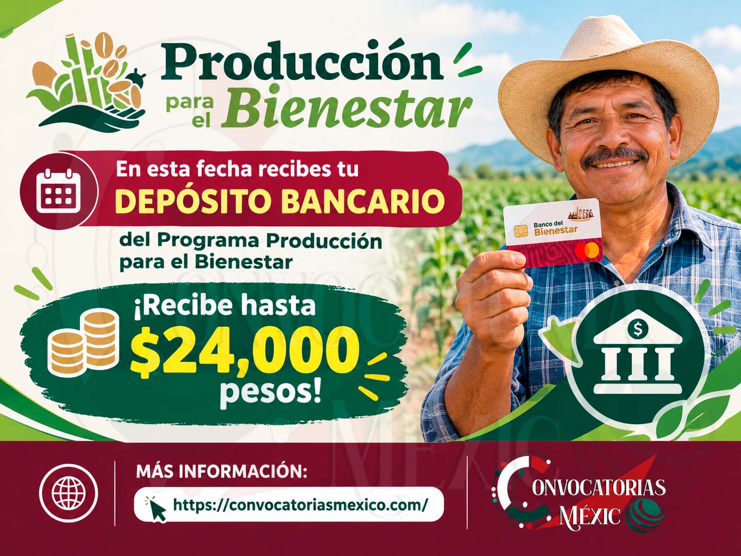 En esta fecha recibes tu depósito bancario del Programa Producción para el Bienestar ¡Recibe hasta $24,000 pesos!