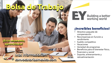 Es tu oportunidad, no la dejes pasar! Consulta la bolsa de trabajo de “EY” y vive la experiencia de formar parte de su equipo