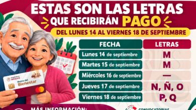 Estas son las letras que recibirán Pago del lunes 14 al viernes 18 de septiembre