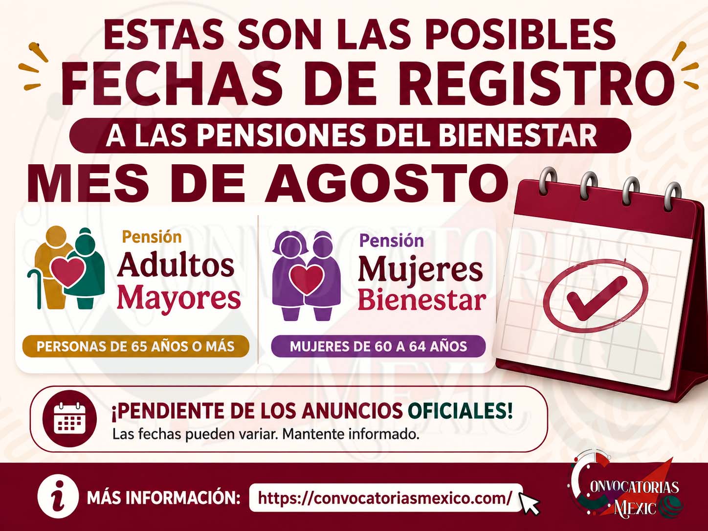 Estas son las posibles fechas en las que podrás realizar registro a las Pensiones del Bienestar para este mes de agosto