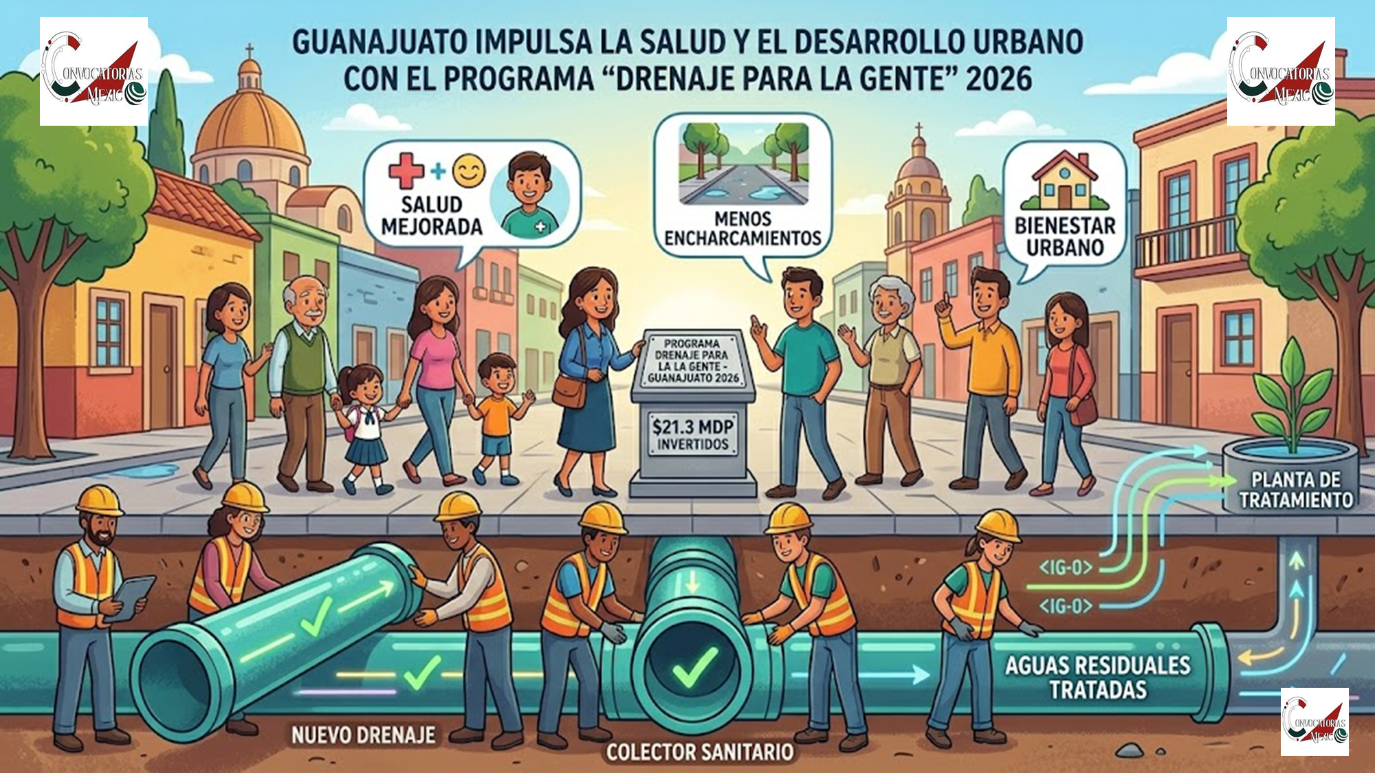 Guanajuato impulsa la salud y el desarrollo urbano con el programa "Drenaje para la Gente en Localidades Urbanas" 2026