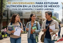 10 Universidades para Estudiar Nutrición en la Ciudad de México (2026): Guía de Admisión y Campo Laboral 20 Tres estudiantes universitarios felices caminando en el campus de la UNAM en CDMX, con el Ángel de la Independencia de fondo. La imagen tiene texto superpuesto en español que dice: '10 UNIVERSIDADES PARA ESTUDIAR NUTRICIÓN EN LA CIUDAD DE MÉXICO. GUÍA DE ADMISIÓN Y CAMPO LABORAL'.