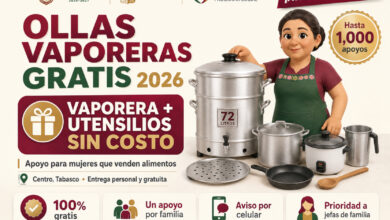 Apoyos con Utensilios y Ollas Vaporeras en Centro, Tabasco 2026: apoyo gratuito para mujeres que venden alimentos