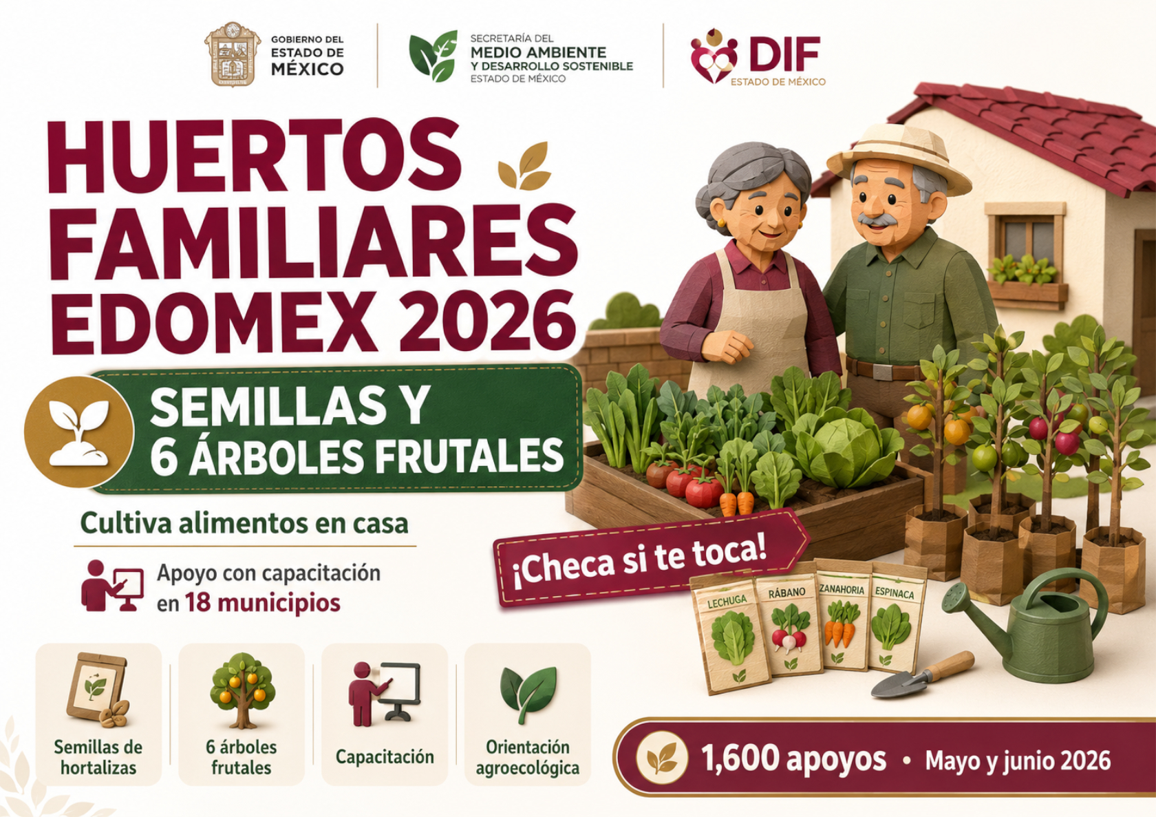 Huertos Familiares Edomex 2026: entregan semillas y árboles frutales para cultivar alimentos en casa