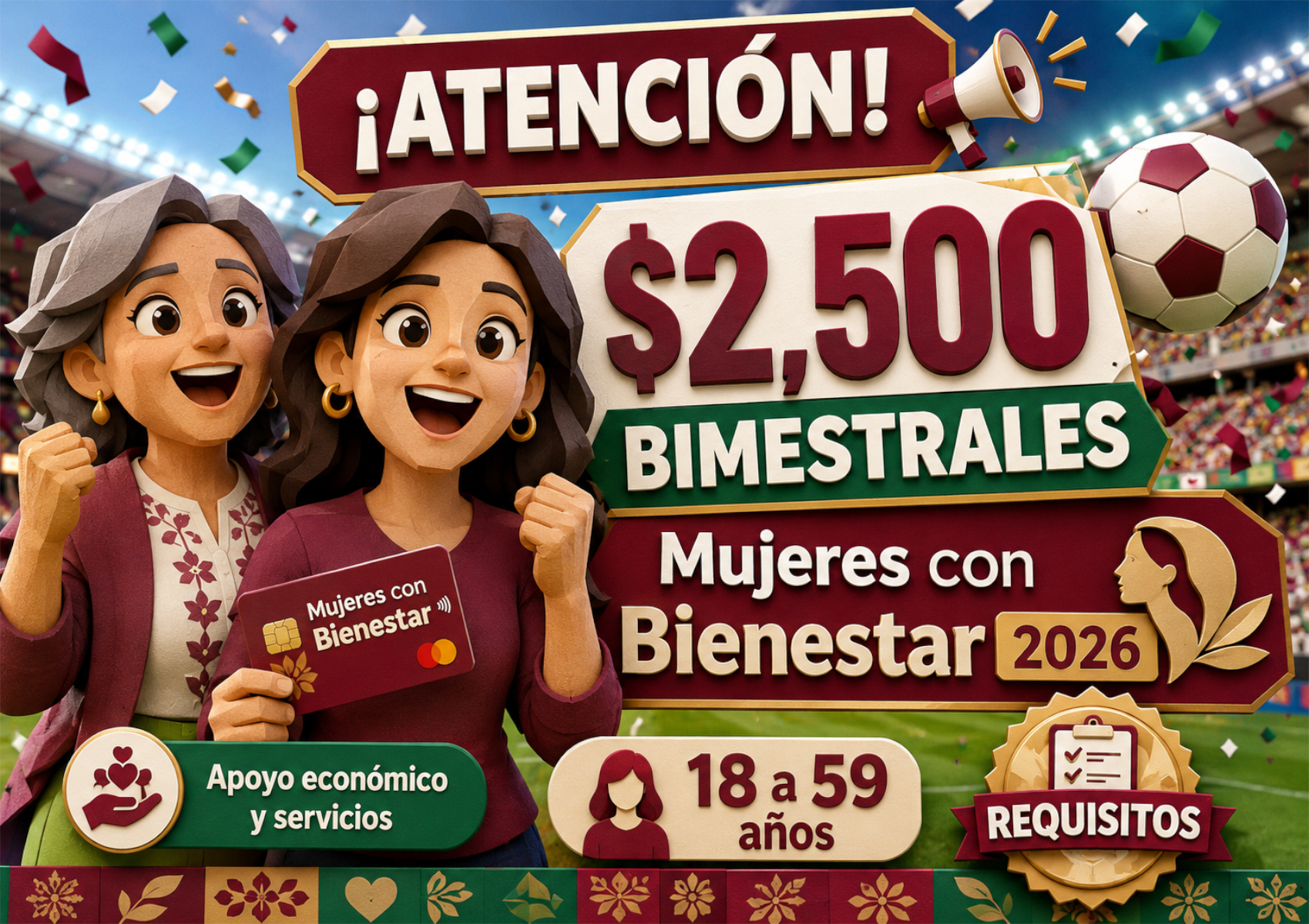 Mujeres con Bienestar Estado de México 2026: apoyo de $2,500 bimestrales y servicios para mujeres de 18 a 59 años