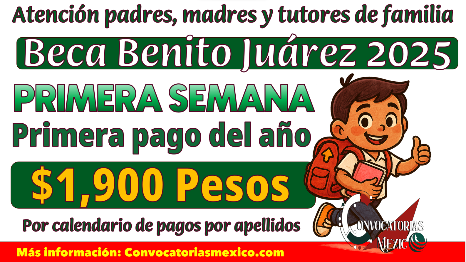 1 al 3 de sept - oct Primera semana de pagos de la Beca Benito Juárez 2025