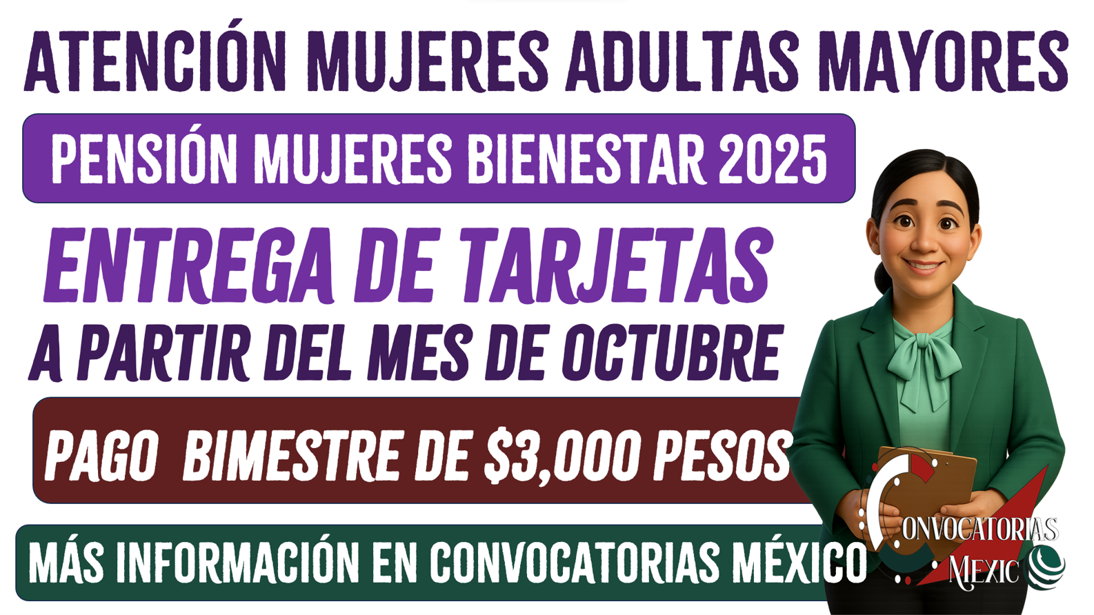 Entrega de tarjetas para mujeres beneficiarias de la Pensión Mujeres Bienestar 2025