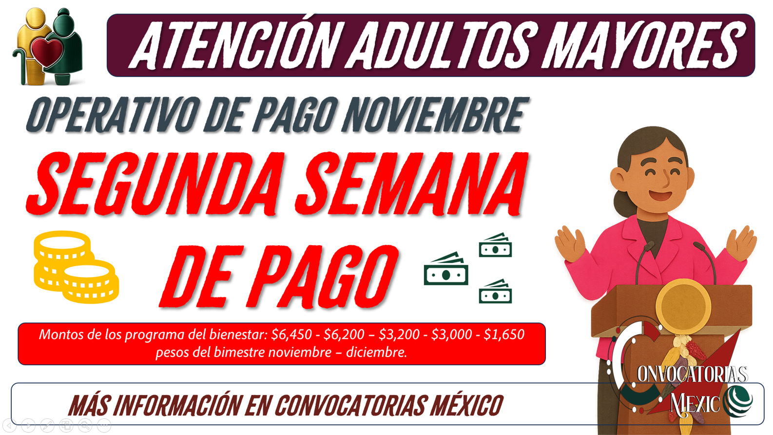 Segunda semana de pagos del 10 al 15 de noviembre de la Pensión Bienestar 2025
