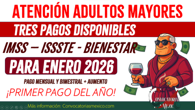 ¡Tres pagos! Fecha de pagos para los adultos mayores Pensión: Bienestar, IMSS e ISSSTE 2026