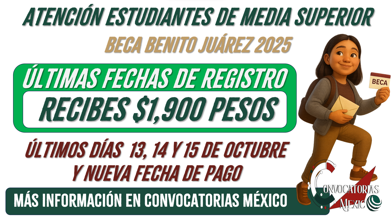Últimas fechas de registro a la Beca Benito Juárez de Educación Media Superior