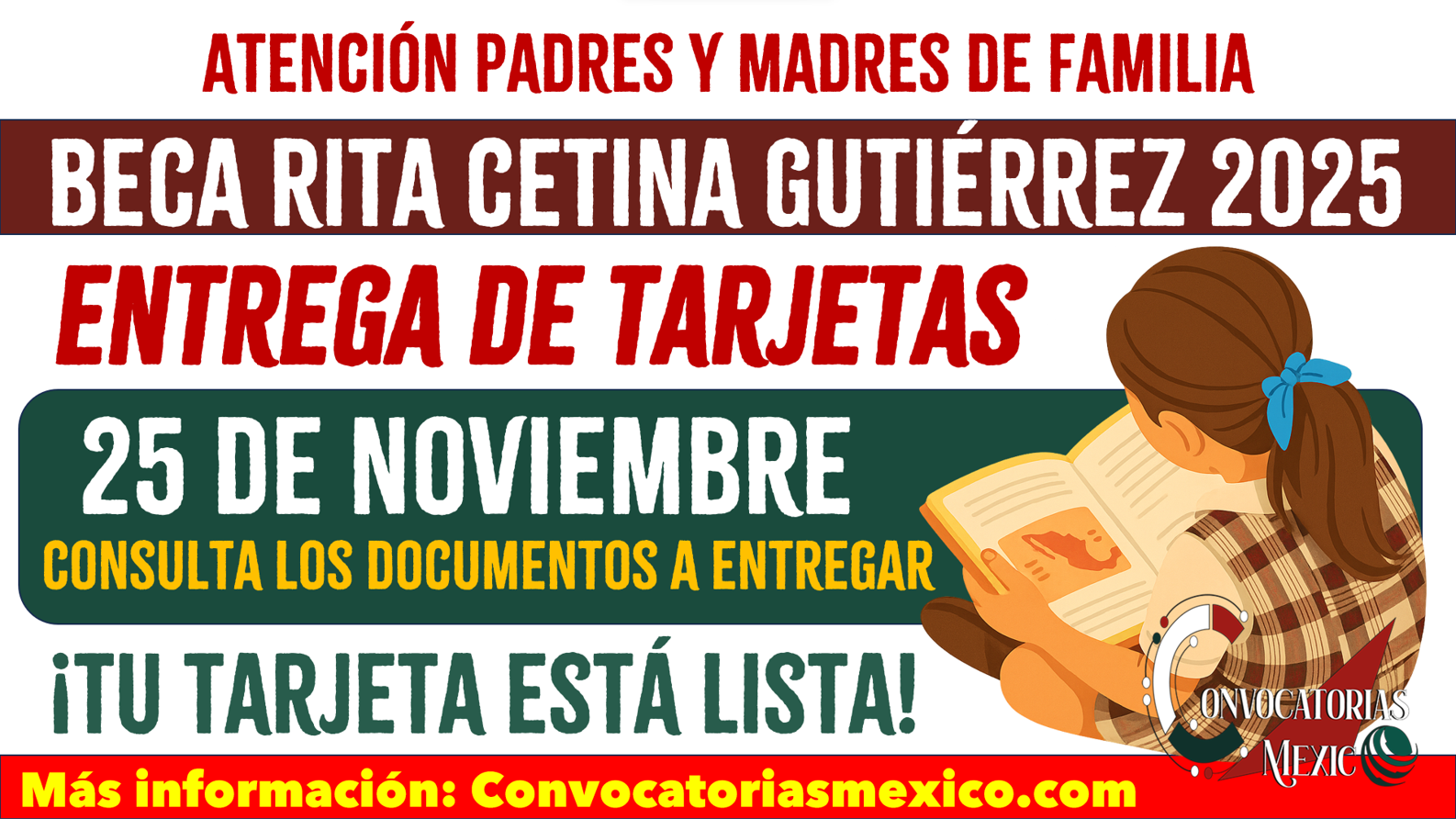 Lista de documentos para recibir la tarjeta de la Beca Rita Cetina Gutiérrez 2025
