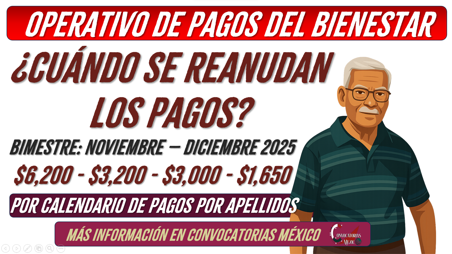 ¿Cuándo se reanudan los pagos de la pensión bienestar en noviembre?