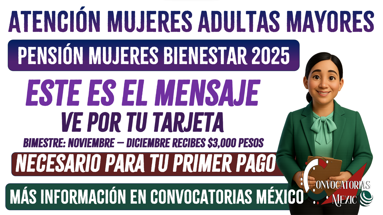 Este es el mensaje para poder recibir la tarjeta de Pensión Mujeres Bienestar 60 a 64 años