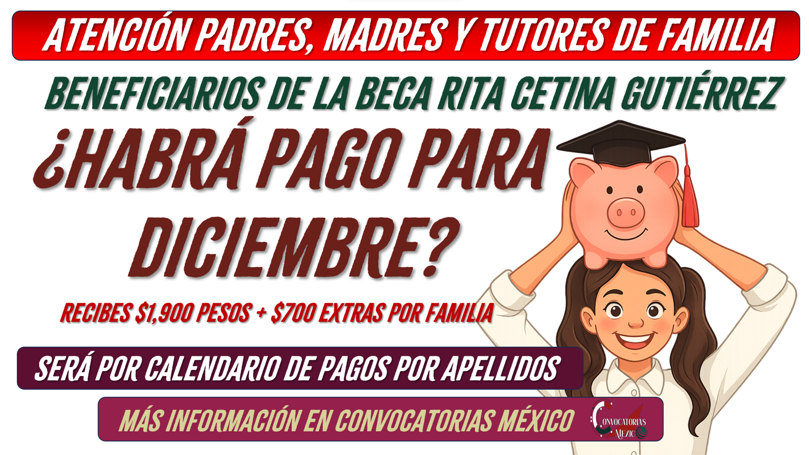 ¿Habrá pago de la Beca Rita Cetina Gutiérrez durante el mes de diciembre?