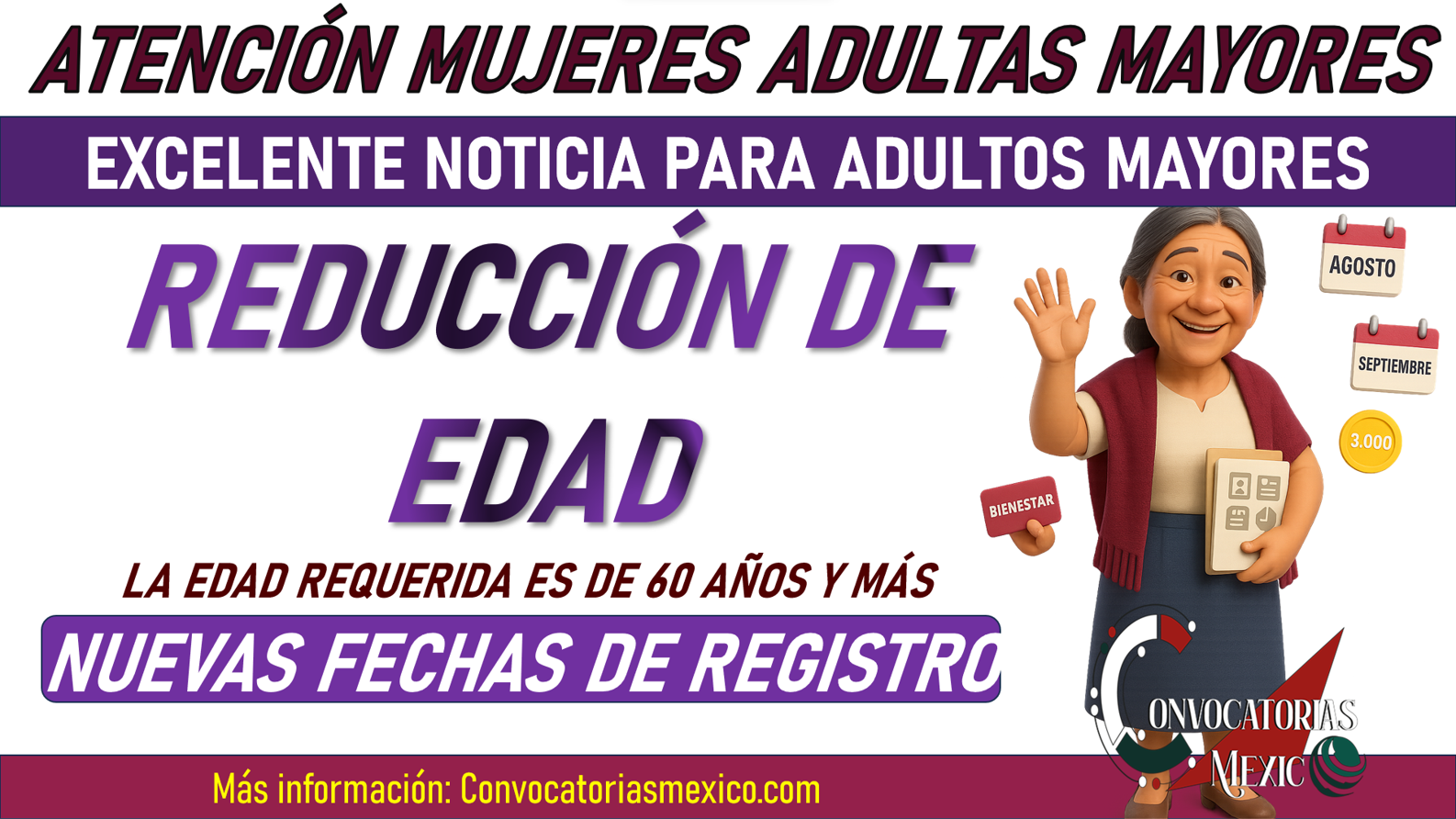 Mujeres Bienestar baja la edad de ingreso a 60 años y programa el primer pago; así se registran por apellido