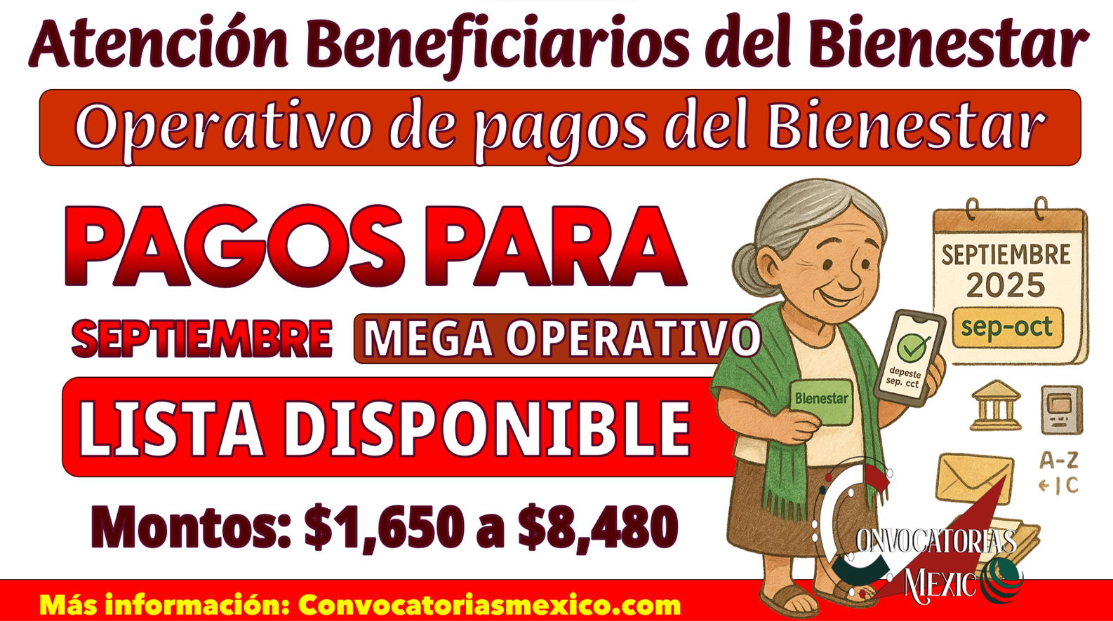 Estos pagos recibes de $1,650 a $8,480 pesos de los programas del bienestar en septiembre